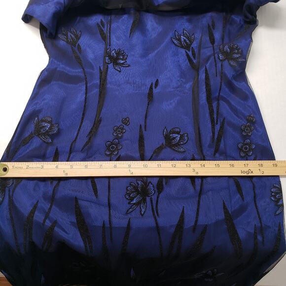 Vintage Virgo II Cocktail Dress Womens 6 Blue Velvet Burnout Sheer Goth Fairy - Picture 8 of 16